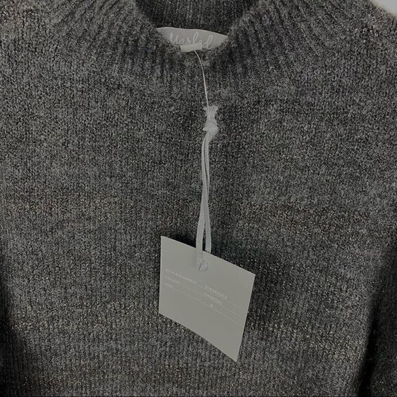 Marled Reunited Clothing Mock Neck Sweater Gray Metallic Stripes Soft Knit S - Picture 9 of 11